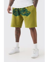 BoohooMAN - Plus Relaxed Official Graffiti Spray Shorts - Lyst