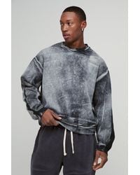 BoohooMAN - Oversized Boxy Heavy Bleach Wash Sweatshirt - Lyst