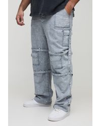 BoohooMAN - Plus Acid Wash Strappy Relaxed Fit Cargo Pants - Lyst