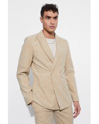 BoohooMAN - Skinny Fit Double Breasted Corduroy Blazer - Lyst