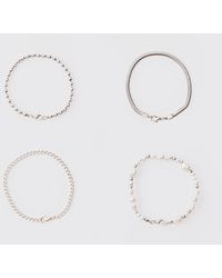 BoohooMAN - 4 Pack Metal Chain Bracelets In Silver - Lyst