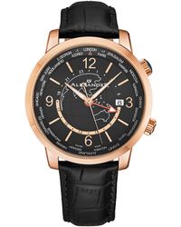 BoohooMAN - Alexander Alexander A171a Journeyman 2 Luxury 42mm World Traveler Watch With Dark Blue Enamel Earth Pattern Crown - Lyst