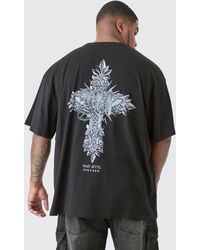 BoohooMAN - Plus Metallic Cross Back Print T-shirt In Black - Lyst