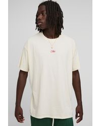Boohoo - Ecru Oversized Embroidered T-Shirt - Lyst