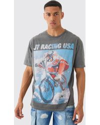 Boohoo - Oversized Jt Racing Wash License T-shirt - Lyst