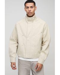 BoohooMAN - Oversized Boxy Twill Funnel Neck Cagoule Jacket - Lyst