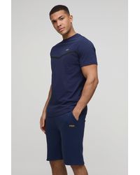 BoohooMAN - Slim Fit Panelled T-Shirt And Short Set - Lyst