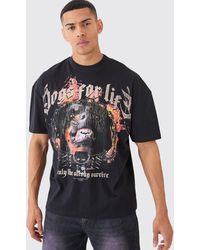 BoohooMAN - Oversized Distressed Dog Graphic Heavyweight T-shirt - Lyst