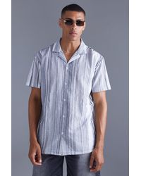 BoohooMAN - Short Sleeve Oversized Textured Stripe Shirt - Lyst