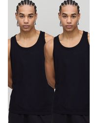 BoohooMAN - Regular Fit 2 Pack Basic Vests - Lyst