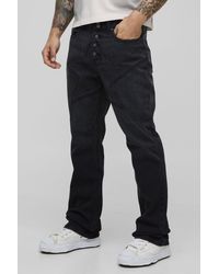 Boohoo - Star Seam Detail Button Front Slim Flared Jeans - Lyst