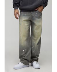 BoohooMAN - Relaxed Rigid Paint Splatter Denim Jeans - Lyst