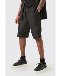 BoohooMAN - Tall Elasticated Waist Linen Comfort Shorts In Black - Lyst
