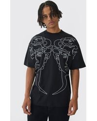 BoohooMAN - Oversized Boxy Statue Line Drawing Over Seams Graphic T-Shirt - Lyst