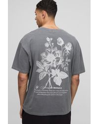 BoohooMAN - Oversized Official Floral Print Washed T-Shirt - Lyst