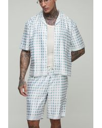 Boohoo - Tall Oversized Boxy Short Sleeve Flannel Satin Shirt & Short Set - Lyst
