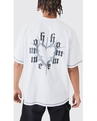 BoohooMAN - Oversized Graphic Heart Contrast Stitch T-shirt - Lyst
