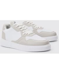BoohooMAN - Chunky Mesh Panel Trainers In Light Grey - Lyst