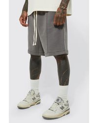 BoohooMAN - Oversized Drop Crotch Rib Hem Loopback Short - Lyst