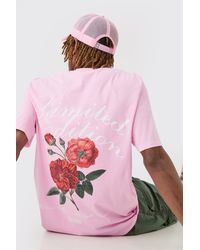 BoohooMAN - Tall Lmtd Edition Floral Graphic T-shirt In Pink - Lyst