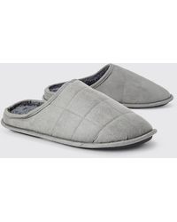BoohooMAN - Velour Quilted Slippers - Lyst