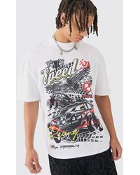 BoohooMAN - Oversized Extended Neck Car Graphic T-shirt - Lyst