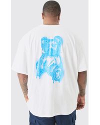 Boohoo - Plus Drippy Teddy Back Print Graphic T-shirt In White - Lyst