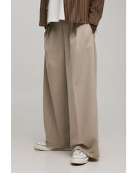 BoohooMAN - Wide Fit Pleat Front Tailored Smart Pants - Lyst