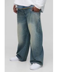 BoohooMAN - Plus Contrast Wash Relaxed Fit Jeans - Lyst