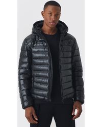 BoohooMAN - High-Shine Quilted Hooded Jacket - Lyst