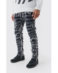 BoohooMAN - Skinny Stretch All Over Distressed Jeans - Lyst