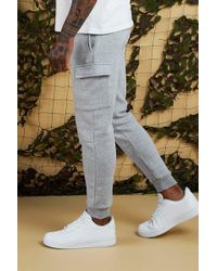 BoohooMAN Skinny Fit Panelled Cargo Joggers - Gray
