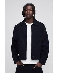 Boohoo - Chaqueta Harrington Vaquera Negra Estilo Carpintero - Lyst