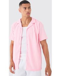 BoohooMAN - Short Sleeve Ribbed Oversized Shirt - Lyst