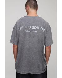 BoohooMAN - Charcoal Oversized Limited Edition Text Washed Printed T-Shirt - Lyst