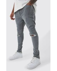 BoohooMAN - Plus Super Skinny Stretch Ripped Knee Jeans - Lyst