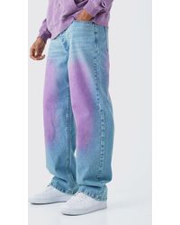 BoohooMAN - Baggy Rigid Pink Tint Jeans In Antique Blue - Lyst