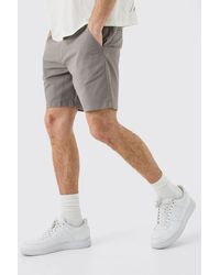 BoohooMAN - Fixed Waist Grey Slim Fit Chino Shorts - Lyst
