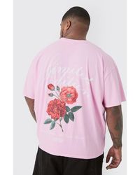 BoohooMAN - Plus Limited Edition Floral Backprint Graphic T-shirt In Pink - Lyst