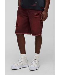 BoohooMAN - Relaxed Fit Ripped Tinted Jean Shorts - Lyst