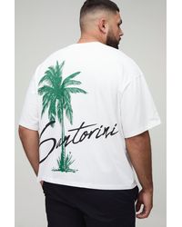 BoohooMAN - Plus kastiges Oversize T-Shirt mit Santorini Print - Lyst