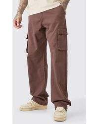 BoohooMAN - Tall Fixed Waist Twill Relaxed Fit Cargo Tab Pants - Lyst