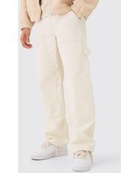 BoohooMAN - Baggy Carpenter Acid Wash Cord Trouser In Sand - Lyst