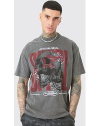 BoohooMAN - Tall Acid Wash Offcl Skull Graphic T-shirt - Lyst