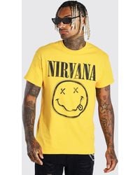 BoohooMAN Nirvana Graphic Print License T-shirt - Yellow