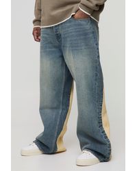 BoohooMAN - Plus Gusset Back Panel Relaxed Flared Jeans - Lyst