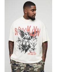 BoohooMAN - Plus Oversize T-Shirt mit Gothic Brooklyn Print - Lyst