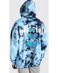 BoohooMAN - Oversized Butterfly Back Print Tie Dye Hoodie - Lyst