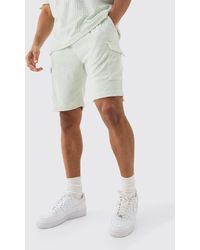 BoohooMAN - Loose Fit Mid Towelling Homme Cargo Shorts - Lyst