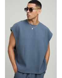 BoohooMAN - Oversized Boxy Pleated Cap Sleeve Tank - Lyst